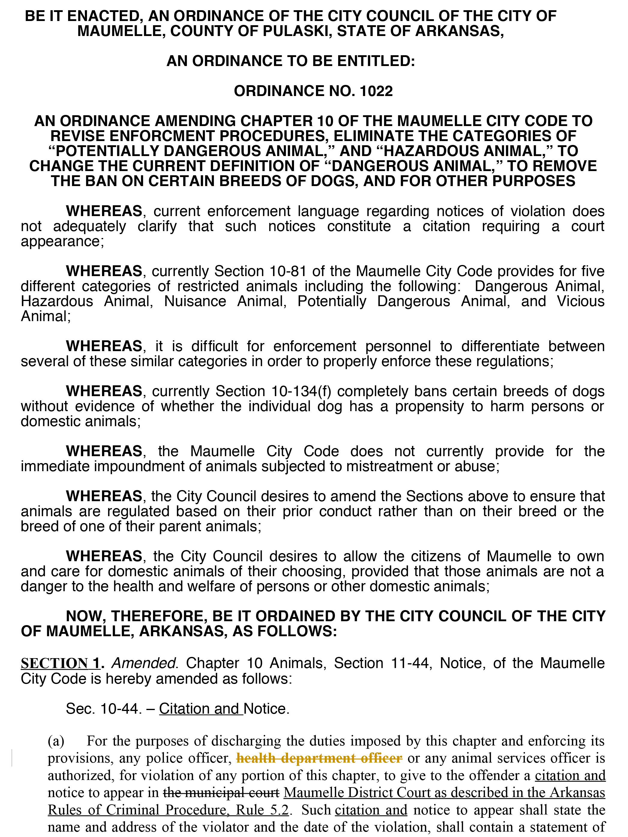 Ordinance 1022