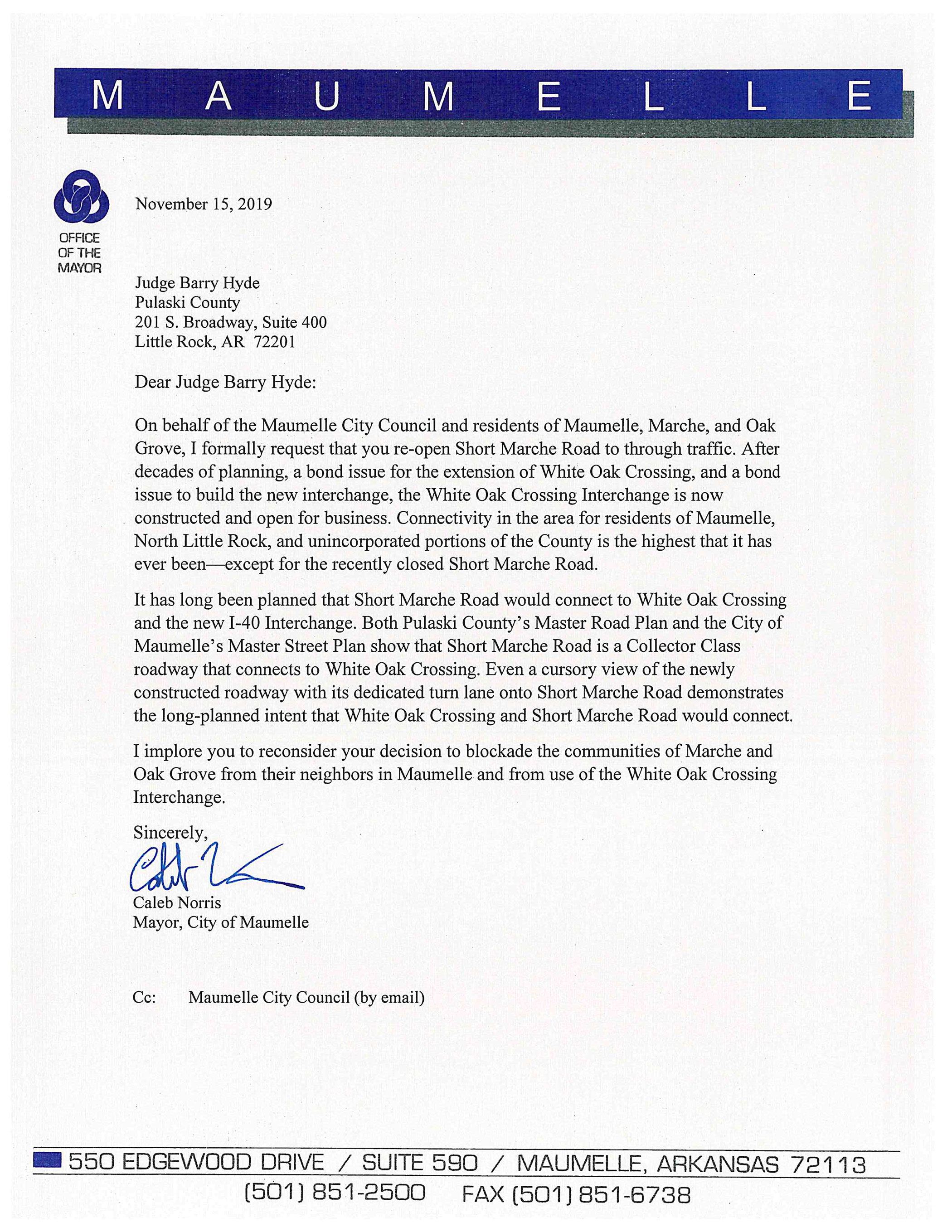 Letter from Mayor Norris