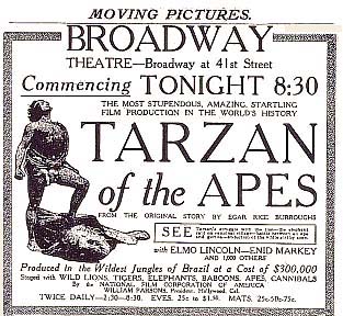 Tarzan of the Apes Movie ad